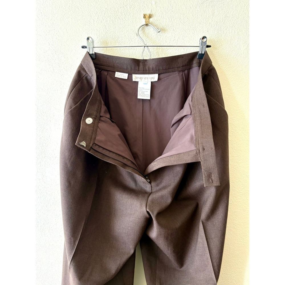 Vintage Jones New York Brown Wool Pleated High Rise Ankle Pants 16 Menswear Chic - Picture 3 of 5